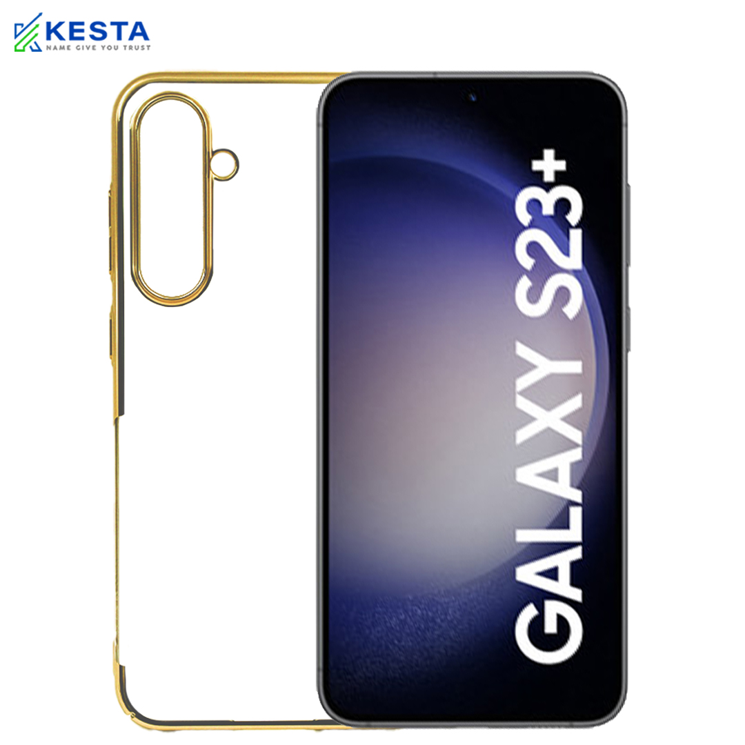 Samsung S23 Plus Cover - Noble Luxurious Gold Transparent Case (Slim Non Slip Grip)